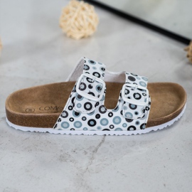 SHELOVET Pantoufles à motifs confortables blanc noir gris 2