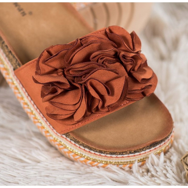 Small Swan Pantoufles En Daim Avec Ornements multicolore orange 1