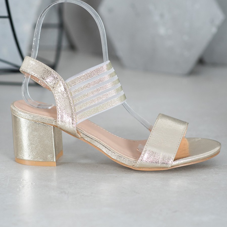 Small Swan Sandales à enfiler brillantes doré 2