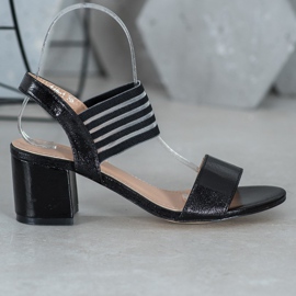 Small Swan Sandales à enfiler brillantes le noir 2