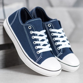 SHELOVET Baskets nouées classiques bleu marin 1