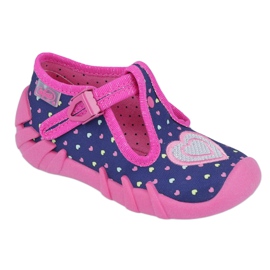 Chaussures enfant Befado 110P362 bleu marine rose 1