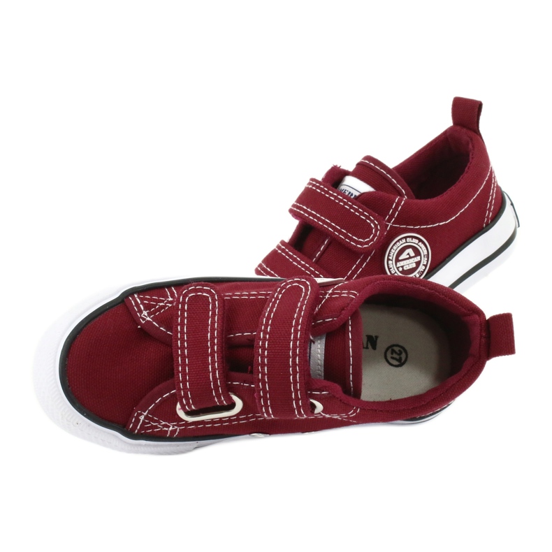 American Club Bourgogne Velcro Sneakers American LH39 rouge 4