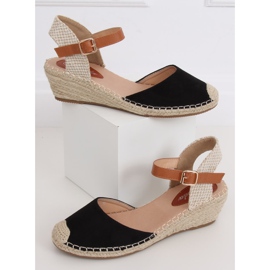 Espadrilles noires sur talon compensé S-820 Noir 1