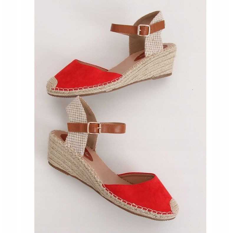 Espadrilles rouges sur compensées, rouge S-820 Red 1