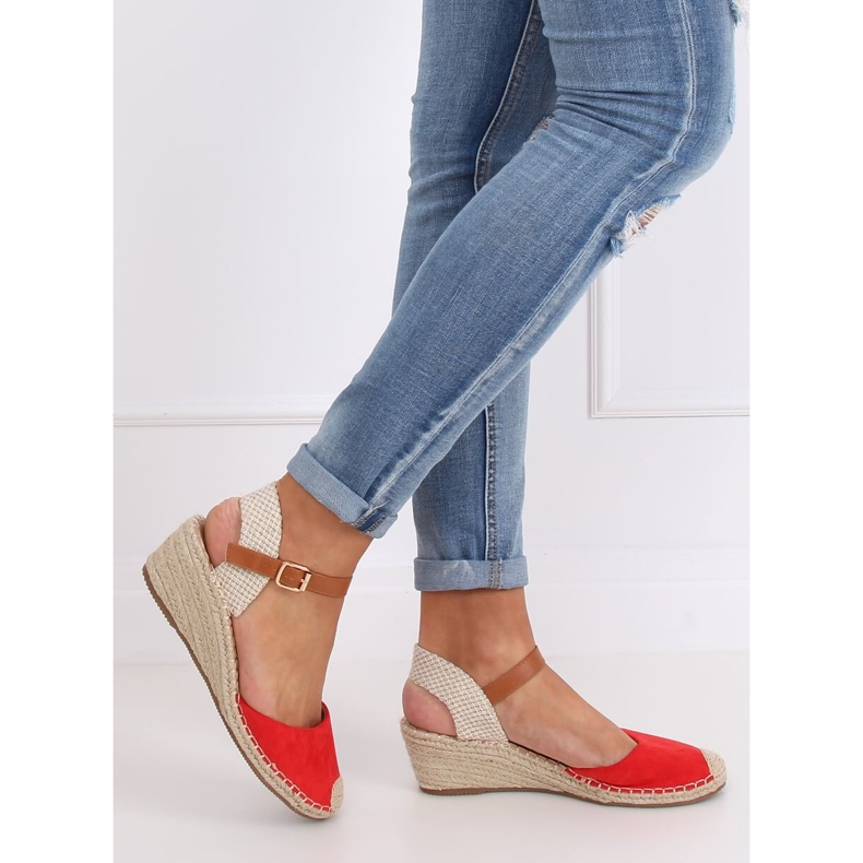 Espadrilles rouges sur compensées, rouge S-820 Red 2