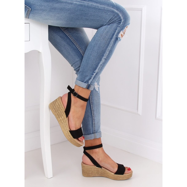 Sandales compensées noires 019-18 Noir le noir 2