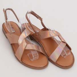 Sandales femme champagne 222-31 Champagne multicolore rose jaune 1