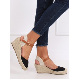 Espadrilles noires sur compensées, noir S-819 Noir le noir 1