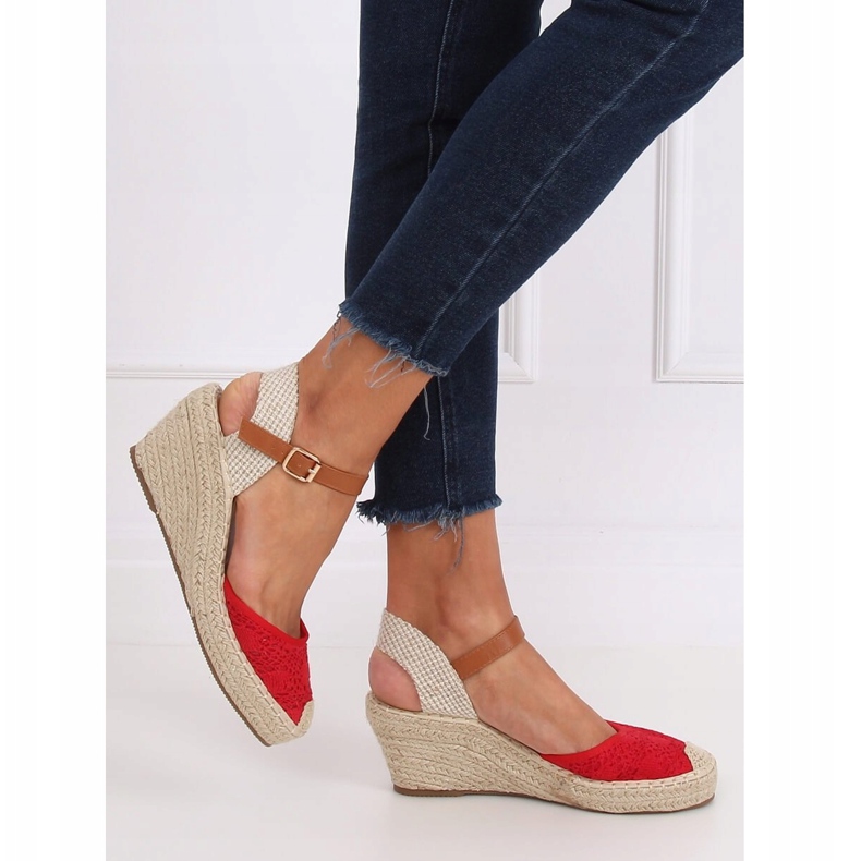 Espadrilles rouges sur compensées, rouge S-819 Rouge 2