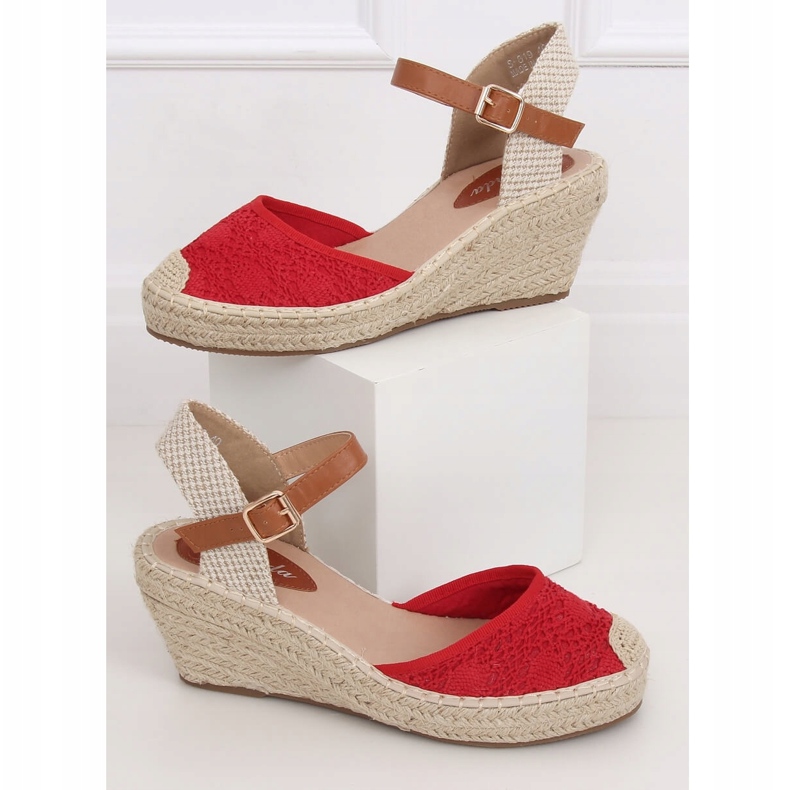 Espadrilles rouges sur compensées, rouge S-819 Rouge 1