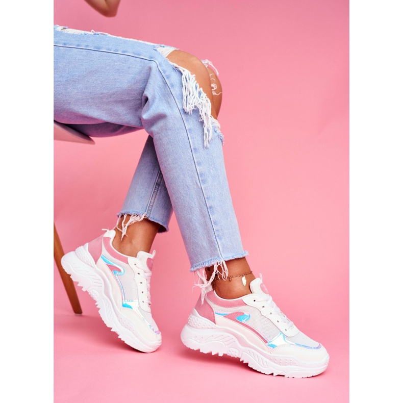 BUGO Chaussures de sport pour femmes Rose Blanc Memory 2