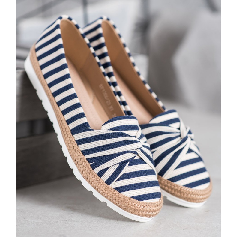 Filippo Chaussures à enfiler à rayures blanc bleu 1