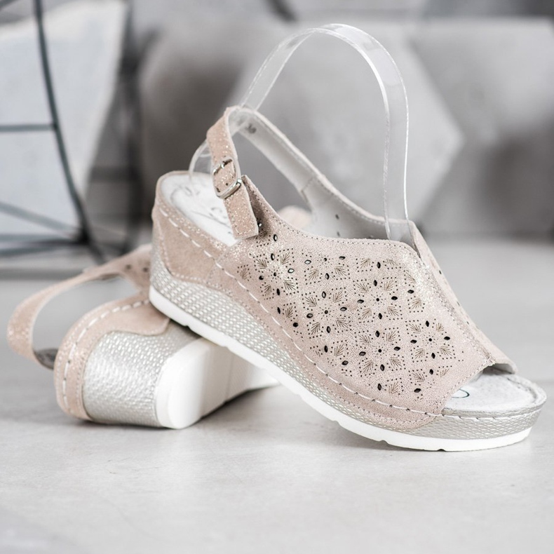 Filippo Sandales En Cuir À Paillettes brun jaune 2