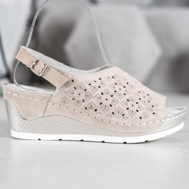 Filippo Sandales En Cuir À Paillettes brun jaune 3