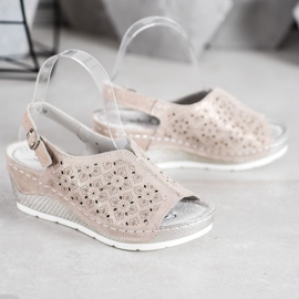 Filippo Sandales En Cuir À Paillettes brun jaune 4