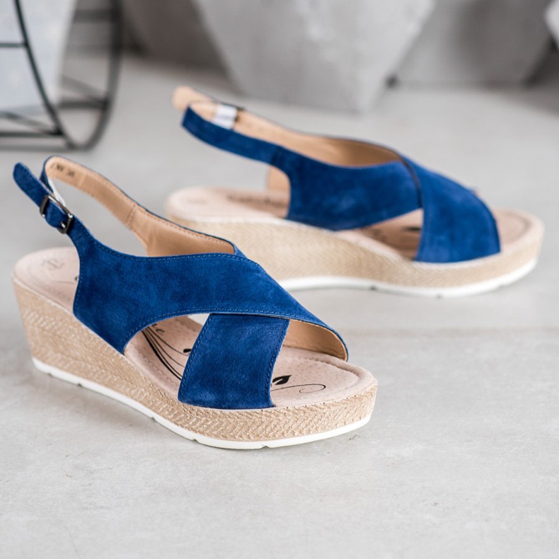 Filippo Sandales en cuir léger bleu 1