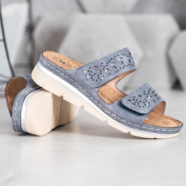 Evento Pantoufles Velcro confortables bleu 2