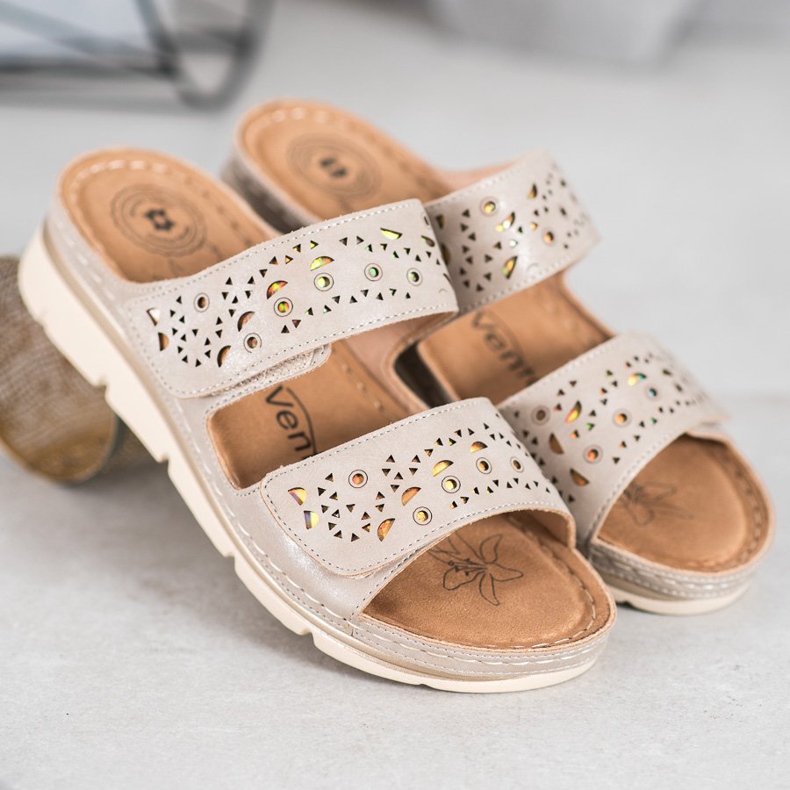 Evento Pantoufles Velcro confortables brun 1