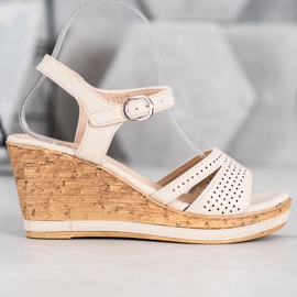 GOLL Sandales compensées en cuir écologique brun 1 GOLL Sandales compensées en cuir écologique brun 1