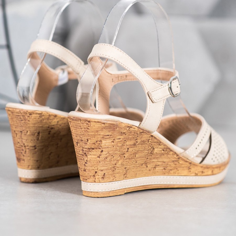 GOLL Sandales compensées en cuir écologique brun 2 GOLL Sandales compensées en cuir écologique brun 2