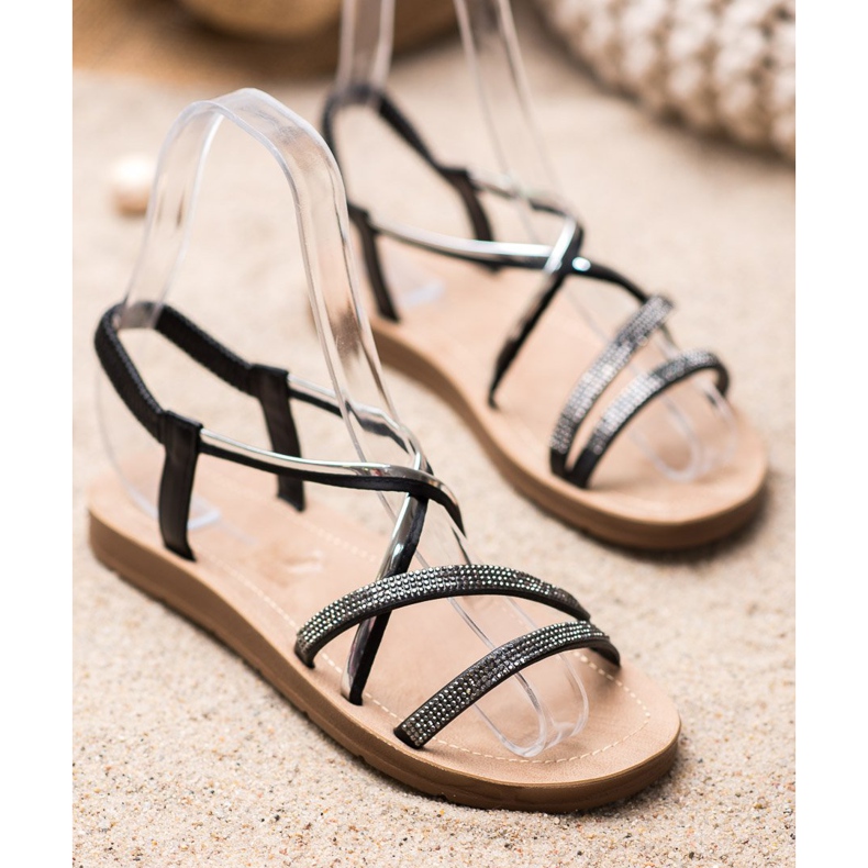 Sea Elves Sandales à ornements argentés le noir 1