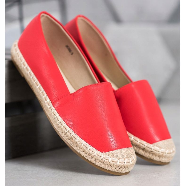 SHELOVET Espadrilles légères en éco-cuir rouge 1 SHELOVET Espadrilles légères en éco-cuir rouge 1