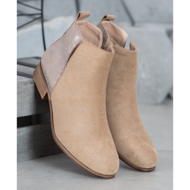 Evento Bottines en daim beige doré 1