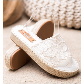 Seastar Pantoufles Sur Une Plate-Forme De Paille blanche 1