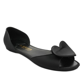 Ballerines en caoutchouc mélisse noire avec un cœur KM121-8 le noir 1