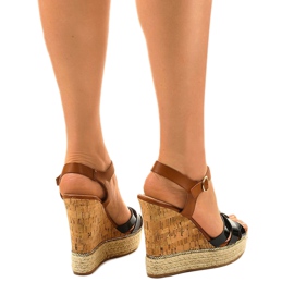 Sandales compensées espadrilles noires 6032 brun le noir 3