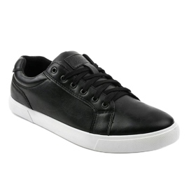 Baskets en cuir écologique pour hommes noires D83701 le noir 1 Baskets en cuir écologique pour hommes noires D83701 le noir 1
