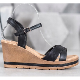Sea Elves Sandales avec cuir écologique sur un coin noir 2