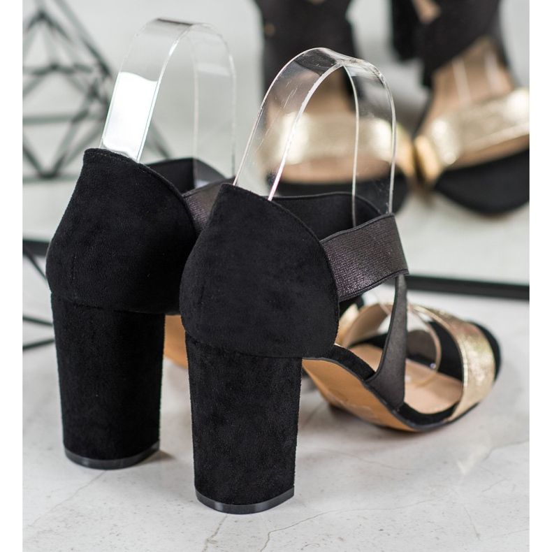 Evento Sandales à enfiler avec une bande élastique noir jaune 1