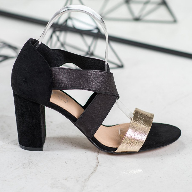 Evento Sandales à enfiler avec une bande élastique le noir jaune 2