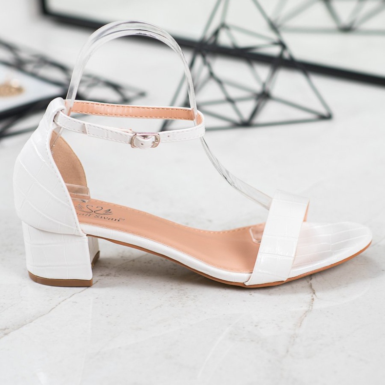 Small Swan Sandales confortables sur une tige basse blanche 2