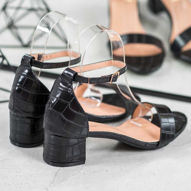 Small Swan Sandales confortables sur une tige basse le noir 2