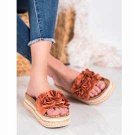 Small Swan Pantoufles En Daim Avec Ornements multicolore orange 3