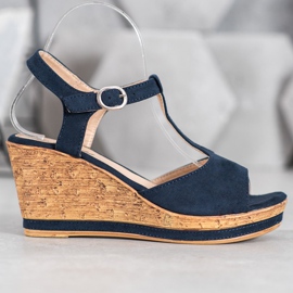 GOLL Chaussures compensées en daim bleu 2