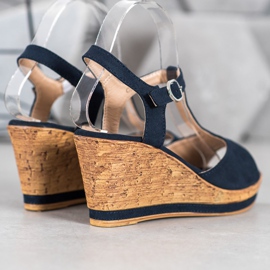 GOLL Chaussures compensées en daim bleu 3