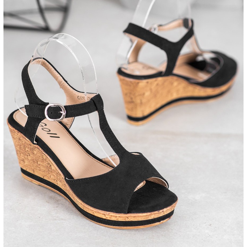 GOLL Chaussures compensées en daim le noir 1