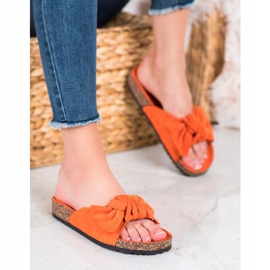 SHELOVET Pantoufles En Daim Avec Nœud orange 4
