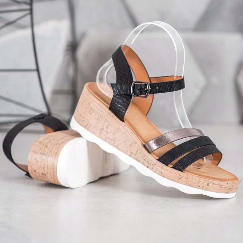 Weide Sandales compensées noires 1