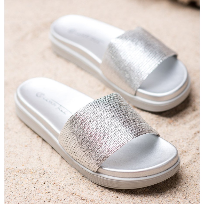 SHELOVET Pantoufles classiques en argent gris 2