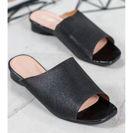 SHELOVET Pantoufles Élégantes À Paillettes noir 1