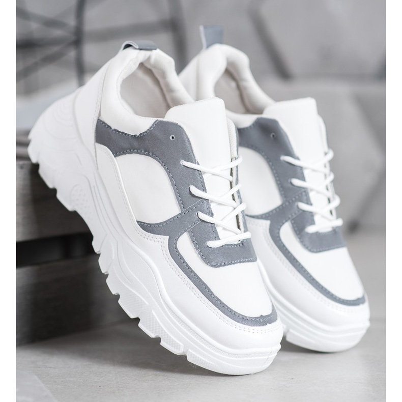 SHELOVET Baskets lacées à la mode blanc 1