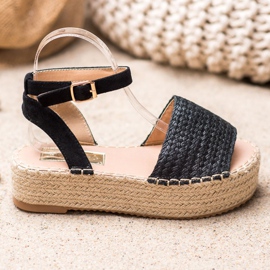 Weide Espadrilles Sandales Sur La Plateforme noir 2