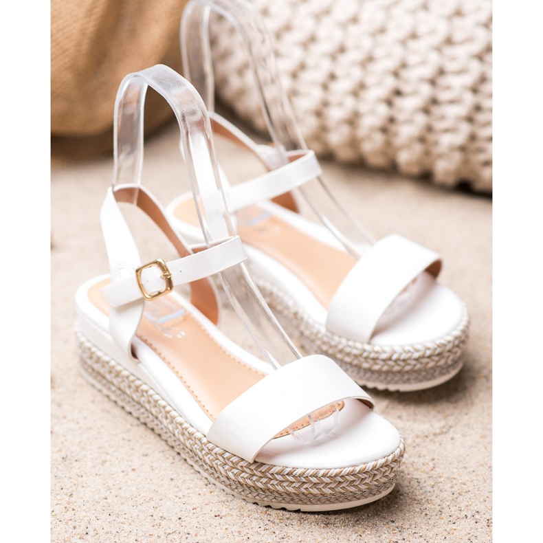 Weide Sandales blanches à plateforme décorative 2