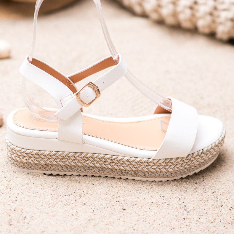 Weide Sandales blanches à plateforme décorative 1