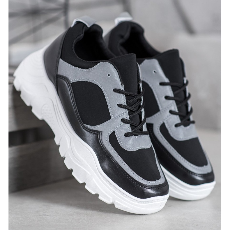 SHELOVET Baskets lacées à la mode noir 2